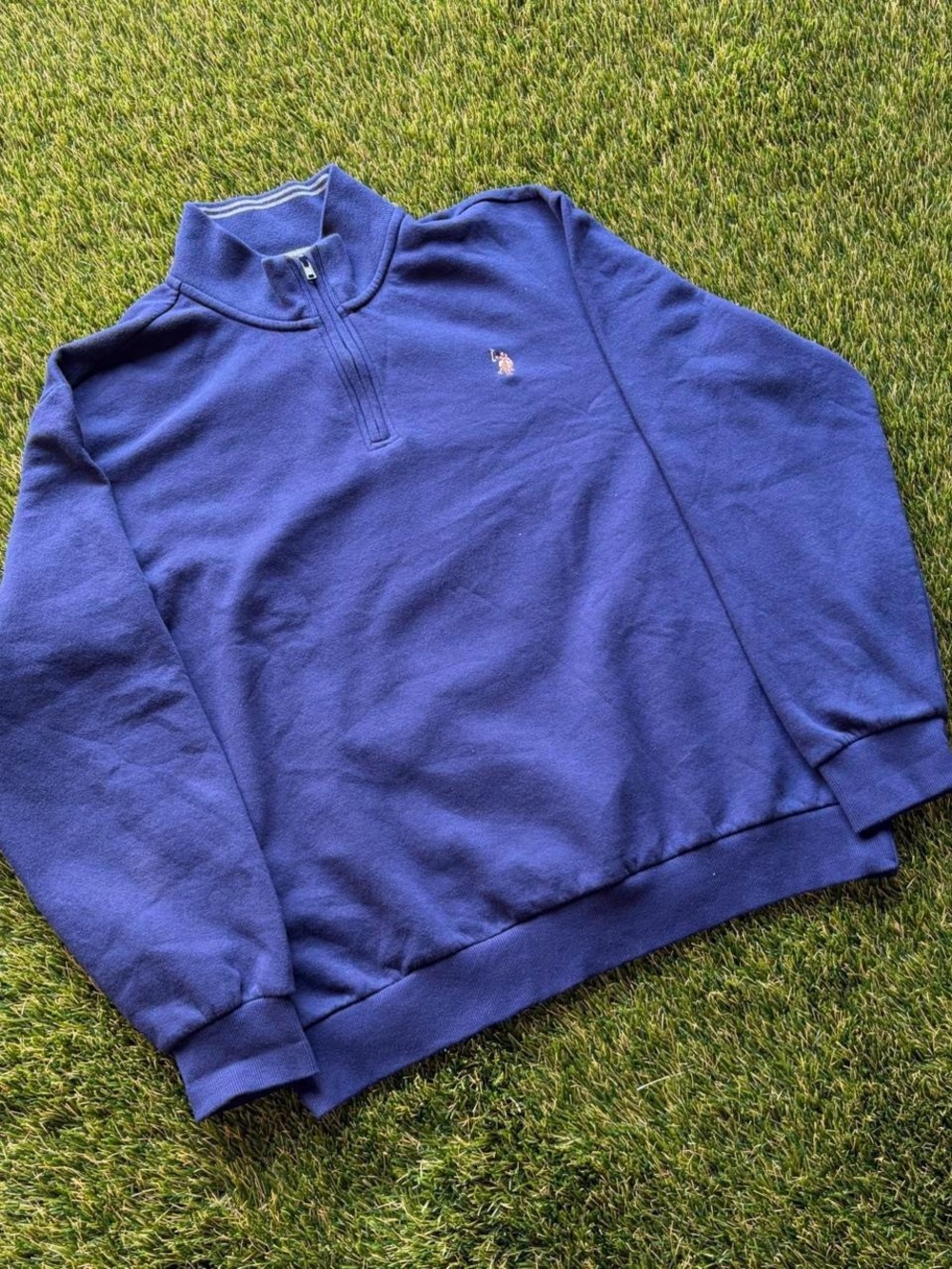 U.S. Polo Assn 2XL Navy Blue Quarter Zip Sweatshirt Sick Embroidered Logo Fleece